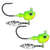 Big Sky Light Perch Hecla Hammer jig on white background showing bright perch-style color and baitfish profile