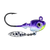 White Purple Splash Big Sky Jigs Hecla Hammer jigs shown in a clean product layout, highlighting the white-and-purple color pattern, flash blade, 3D eyes, and big-water baitfish profile.