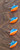 Four Orange and Blue Splash Erie Short Shank Jigs shown from the side