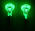 Lime / Green Erie Stand Up Rattle Jigs showing glow effect