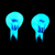 Blue / Silver Erie Stand Up Rattle Jigs showing glow effect