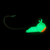 Rock & Roll Ball Rattle Perch jig with green, chartreuse and orange Kryptonite Glow finish, built-in brass rattle and Eagle Claw hook