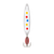 Swedish Pimple Wonderbread jigging spoon with white center, yellow, red and blue dots, red flipper and nickel treble hook