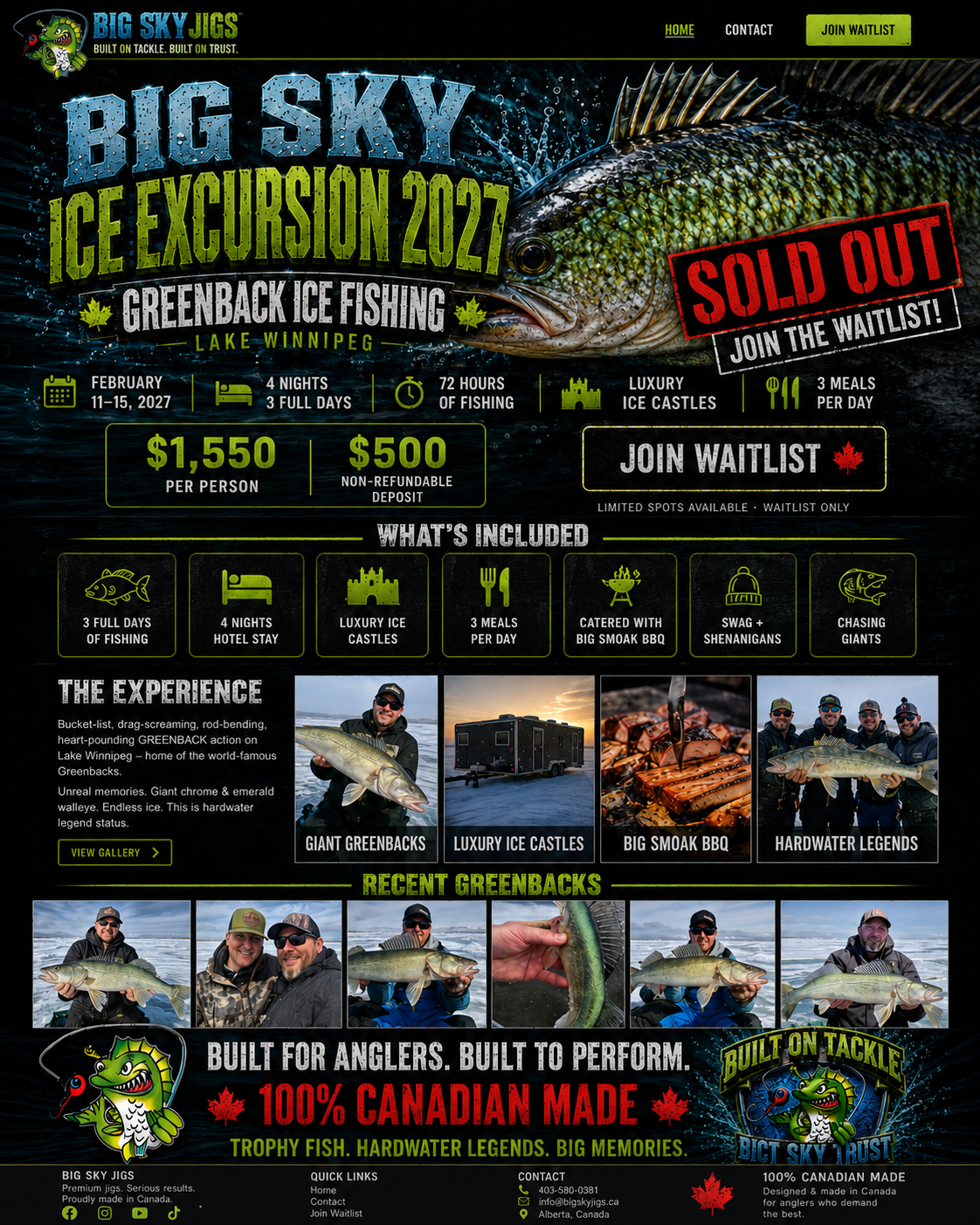 Big Sky Jigs 2027 Lake Winnipeg Ice Excursion - sold out, join the waitlist