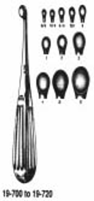 Integra-Miltex Spratt (Brun) Curette, 6.75none (170mm), Oval Cup, Size 5/0, 2.2 x 3.4mm