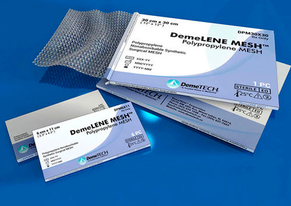 DemeLENE Polypropylene Surgical Mesh, Nonabsorbable, 15cm x 15cm (6none x 6none)