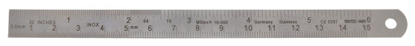 Integra-Miltex Flexible Stainless Steel Ruler 6none (150mm) X 1/2none (13mm), Graduate in Fractional I...