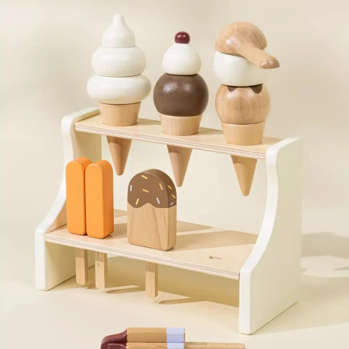 Wooden Ice Cream Stand and Accessories