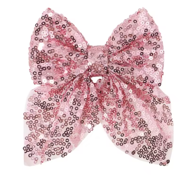 Pink Sequin Hair Bow: Clip