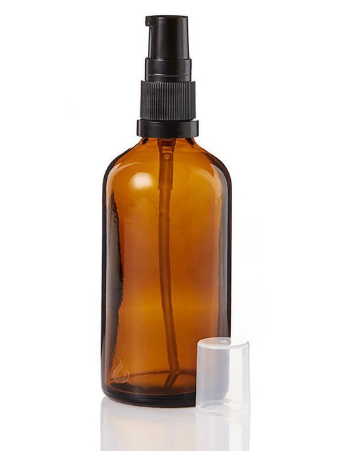  Amber Glass Bottle (100ml) with Black PUMP Caps 