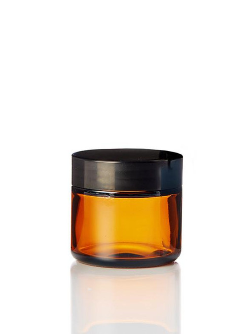 Amber Glass Jar (60ml) with Black Wadded Lid 