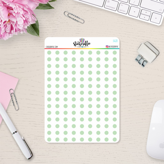 Clear Green Pastel Dot Planner Stickers - S428