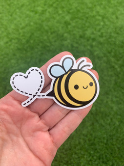 Cute Bee with Heart Vinyl Decal Sticker