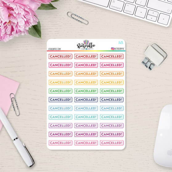 Clear / Transparent Rainbow Cancelled Stickers - S424