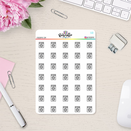 Clear Laundry / Washing Machine Planner Stickers - S481