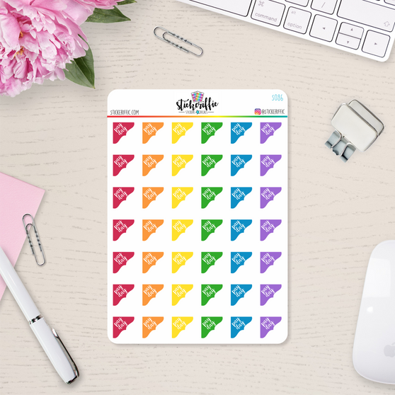 Pay Day Corner Vinyl Planner Stickers Payday Reminders Rainbow - S086