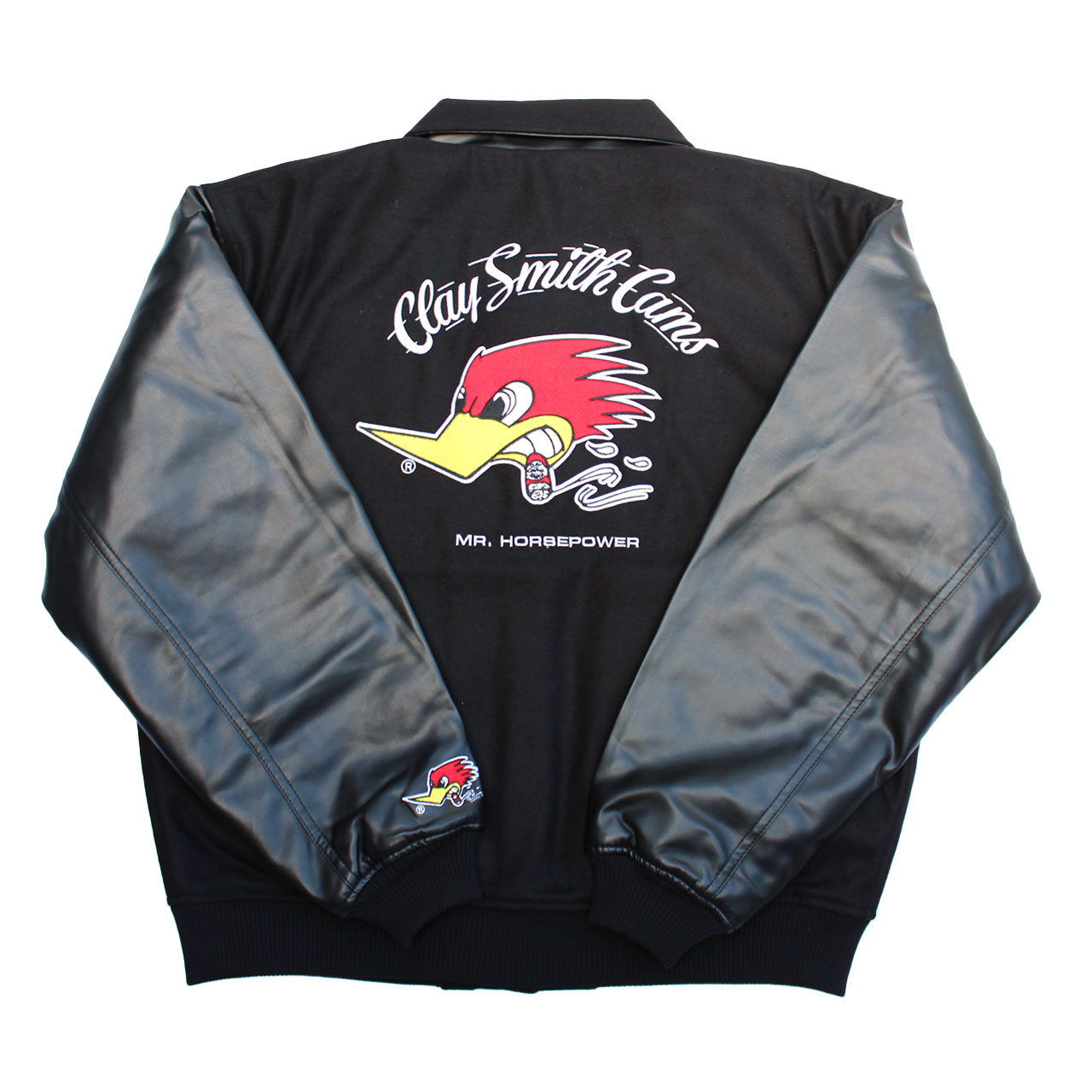 Clay Smith Cams Black Varsity Jacket with Leather Sleeves - Mr