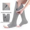Overt Compression Zipper Socks - Knee High Zip, Open Toe & Solid Color Socks for Leg Support & Pain Relief - Gray Overt Compression Zipper Socks - Knee High Zip, Open Toe & Solid Color Socks for Leg Support & Pain Relief - Gray