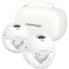 Momcozy M5 double wearable breast pump set with two pumps and hard-shell storage bag on white background