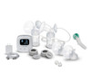 Complete P1 bundle including pump motor, M1 manual handle, USB-C cable, adapter, tubes, breast shields, bottles, and valves
