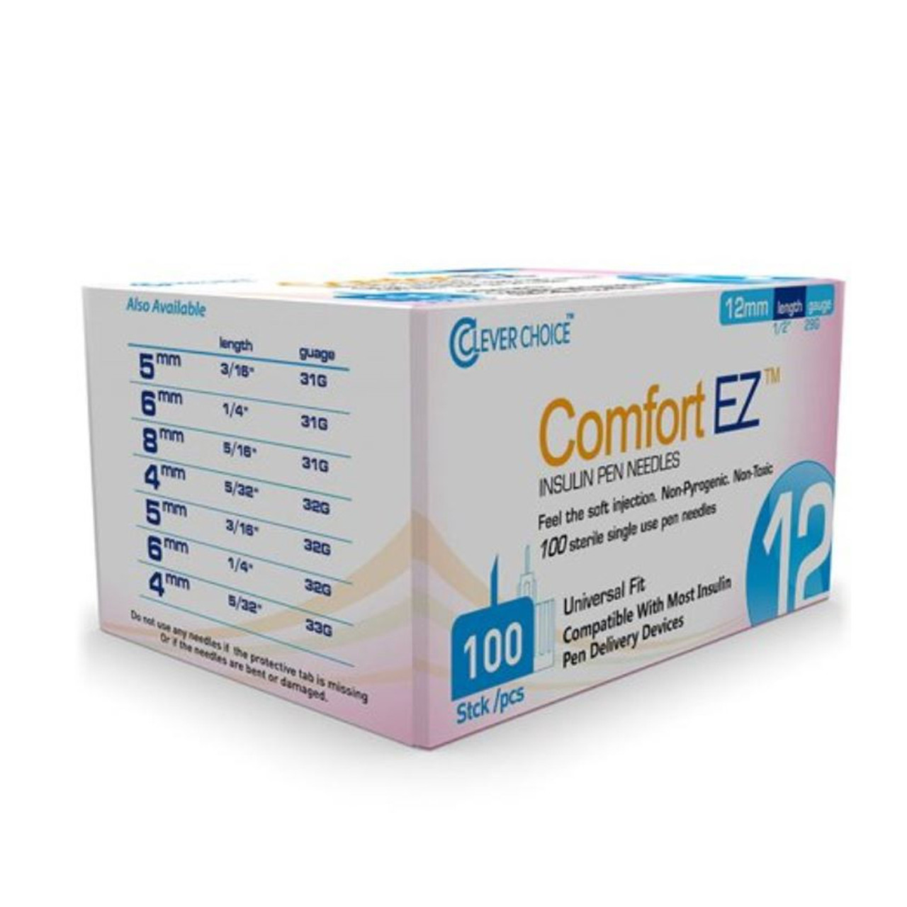 Comfort EZ Insulin Pen Needles 32G 4mm - 100 per Box