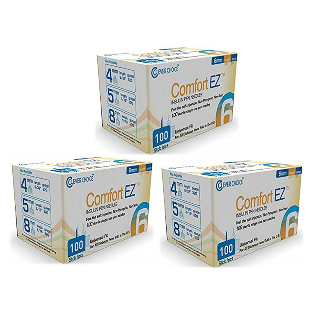  Comfort EZ Insulin Pen Needles, 32G 4mm - 100 per Box : Health  & Household