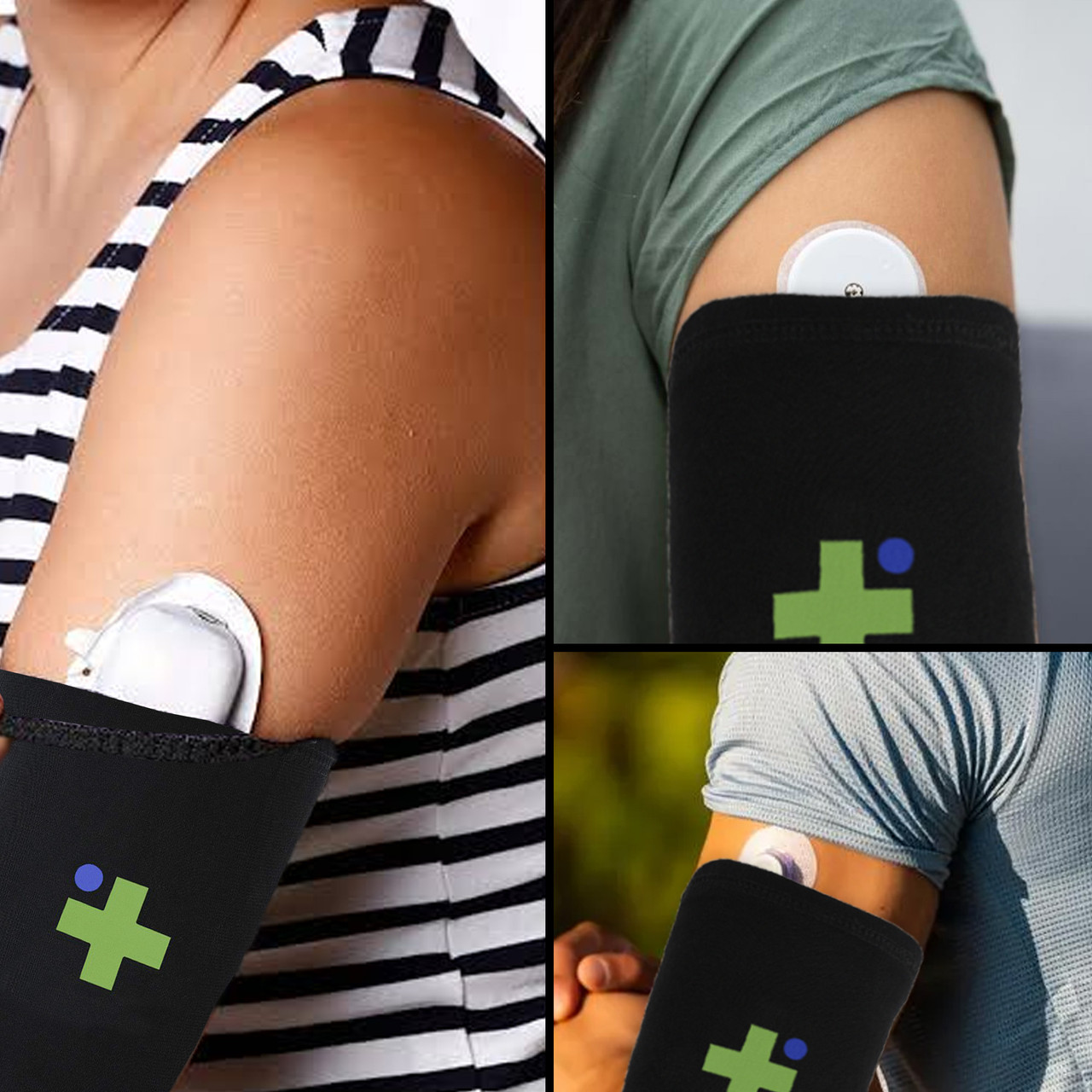 Overt Diabetic Sensor Armband - Fits All CGM Devices - Protects Insulin Pod  During Exercise - Replaces Adhesive Patches - Water Resistant & Sweatproof  - Kids & Adults - Black Small Band [4 pack] By Curative Diagnostics