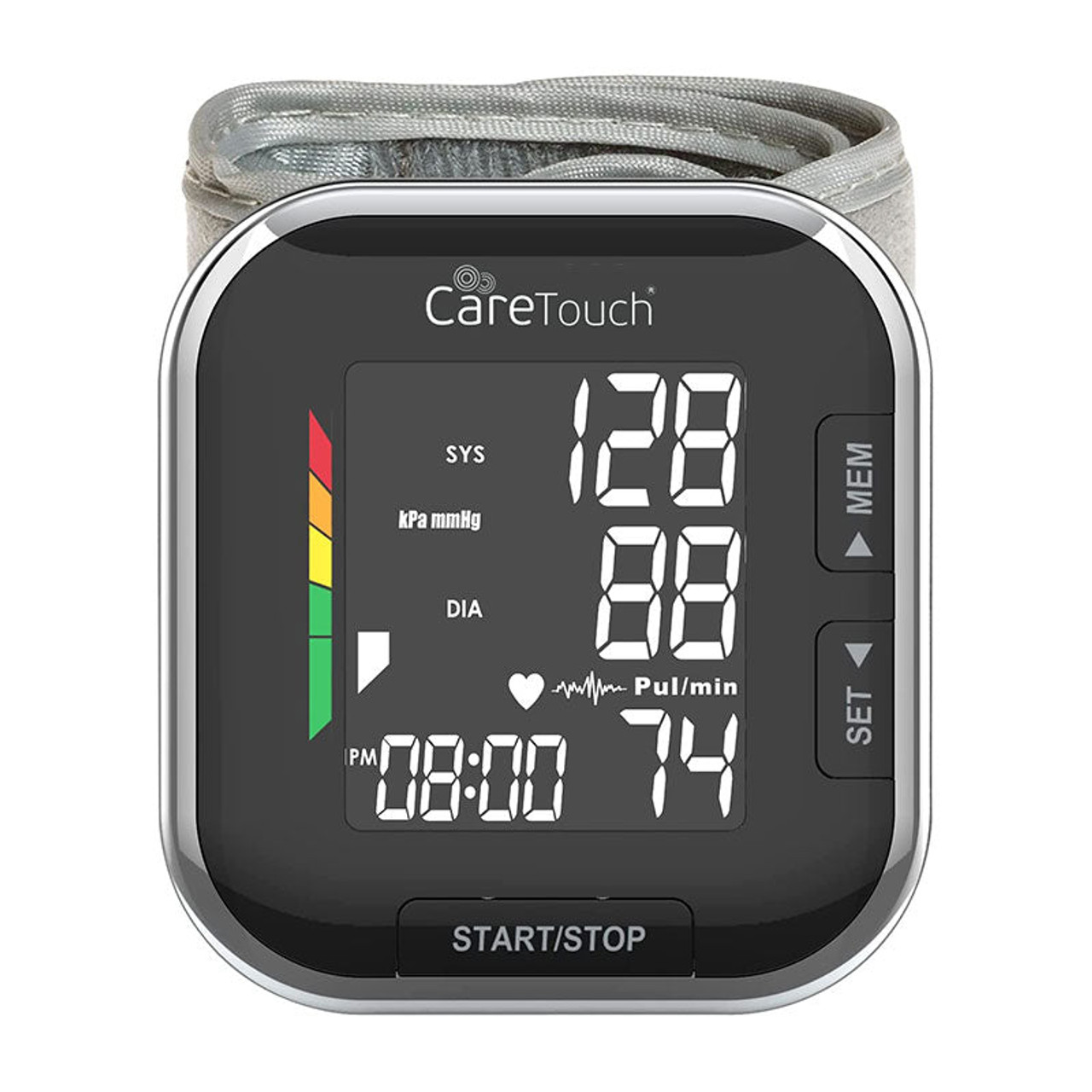 Care Touch Platinum Black Wrist Blood Pressure Monitor, Automatic BP Monitor, Adjustable Blood Pressure Wrist Cuff, and Irregular Heartbeat