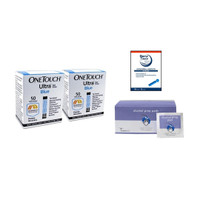 OneTouch Ultra Blue 100 Test Strips Strips [+] 30G Lancets & Alcohol Swabs For Glucose Care