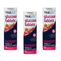 TRUEplus Glucose Tablets Raspberry 10Ct - 3 Pack