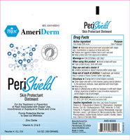 Ameriderm PeriShield Barrier Ointment and Protectant Cream, Vitamins A, D and E and Aloe Enriched, 3.5 oz Tube