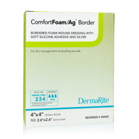 Comfortfoam Bordered Foam Wound Dressing With Silver And Soft Silicone Adhesive, 4" X 4" [ 10 Pack ]