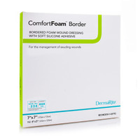 Comfortfoam Border Foam Wound Dressing With Soft Silicone Adhesive, 7" X 7" [ 5 Pack ]