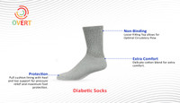 Overt Diabetic Cotton Blend Crew Socks for Optimal Circulatory Flow, Assorted Color 3 Pair Size 9 - 11