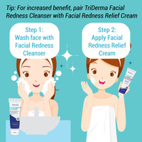 TriDerma calming cleanser paired with Facial Redness Relief cream – complete skincare routine for sensitive skin
