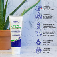 Close-up of TriDerma healing cream texture – rich, non-greasy formula with Shea Butter and Beeswax