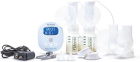 Ameda Mya Joy PLUS hospital strength portable breast pump with wrist lanyard on white background