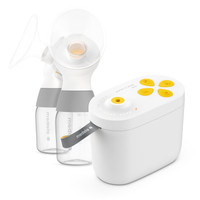 Medela Pump In Style Pro 2nd Gen breast pump with PersonalFit Plus shields and bottles on white background