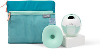 Full Aura Glow kit including two hands-free pumps, collection containers, five flange sizes, bra strap adjusters, USB-C cables, and cleaning brush