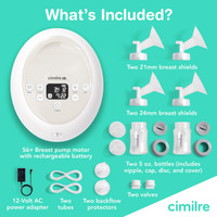 Complete S6+ kit including pump motor, tubing, breast shields, bottles, backflow protectors, and power adapter