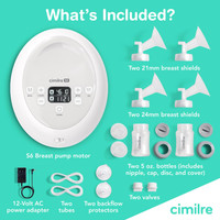 Complete S6 kit including pump motor, power adapter, tubes, breast shields, valves, backflow protectors, and bottles