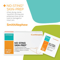 Close-up of Smith Nephew skin prep wipe – gentle formula safe for intact or damaged skin
