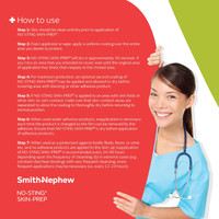 No-Sting Skin-Prep Wipes being applied to arm – creates protective barrier that lasts up to 96 hours