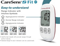 CareSens Fit S blood glucose monitoring system being held in hand – lightweight 50.5g design fits anywhere