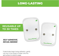 AccuRelief wireless TENS unit kit contents – includes remote, 2 pad controllers, reusable gel pads, batteries and pouch