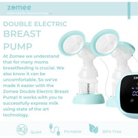 Zomee Z1 pump front view – double electric pump with 5 massage modes and 9 expression levels