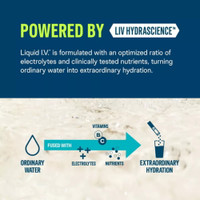 Non-GMO and gluten-free Liquid I.V. drink mix dissolving in water