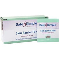 Safe N Simple Skin Barrier Film Wipe in an individual foil packet