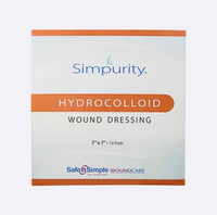 A 7x7 inch Simpurity hydrocolloid dressing sheet