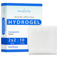 Safe N' Simple 2x2 impregnated hydrogel gauze dressing packaging